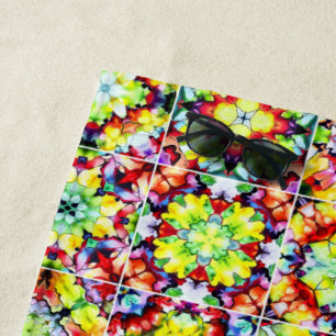 Toalla De Playa Baldosas mediterráneas, mosaicos de tinta de alcoh