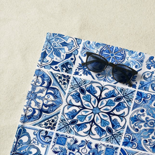 Toalla De Playa Baldosas mediterráneas, portuguesas, azulejo, mall (In situ)