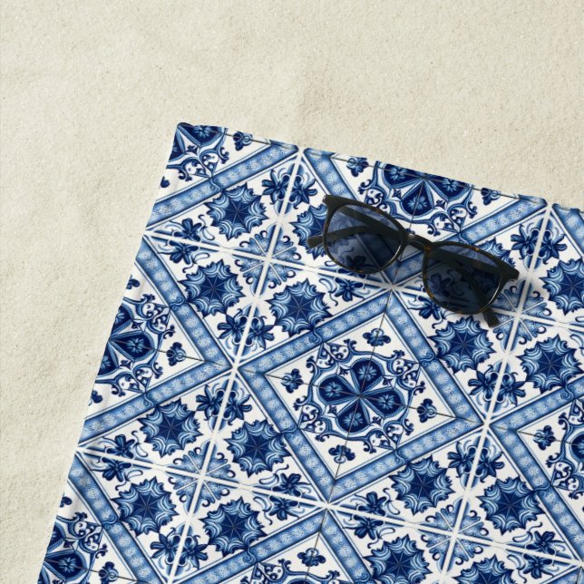 Toalla De Playa Baldosas mediterráneas, portuguesas, azulejo, mall (In situ)