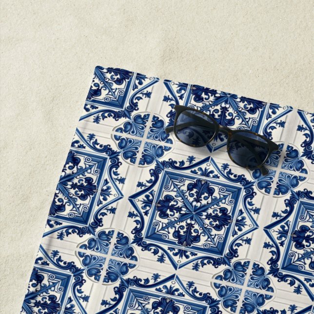 Toalla De Playa Baldosas mediterráneas, portuguesas, azulejo, mall (In situ)