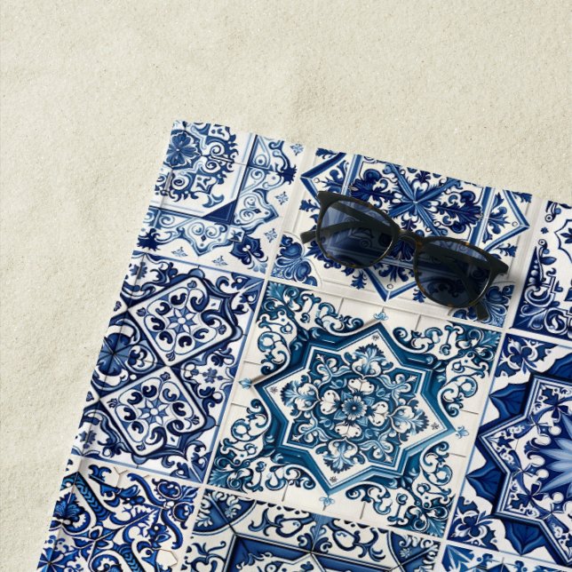 Toalla De Playa Baldosas mediterráneas, portuguesas, azulejo, mall (In situ)