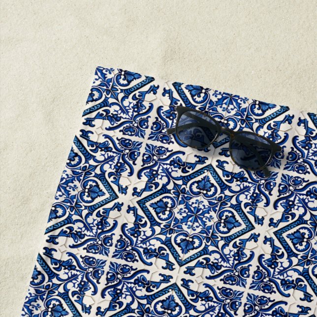 Toalla De Playa Baldosas mediterráneas, portuguesas, azulejo, mall (In situ)