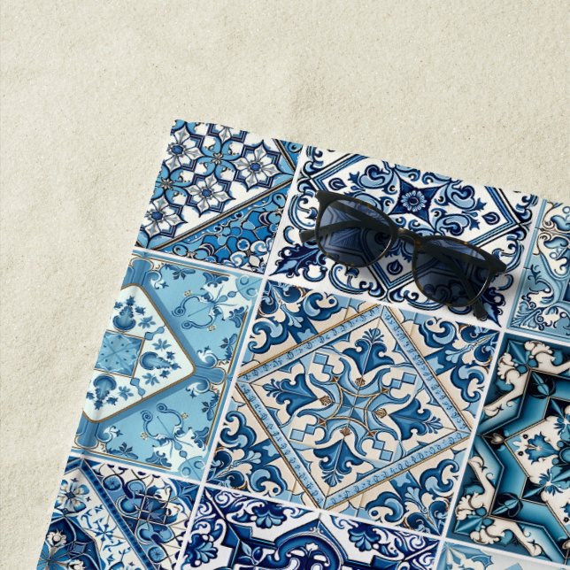 Toalla De Playa Baldosas mediterráneas, portuguesas, azulejo, mall (In situ)