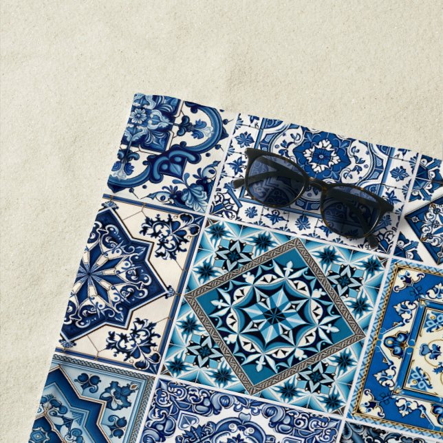 Toalla De Playa Baldosas mediterráneas, portuguesas, azulejo, mall (In situ)