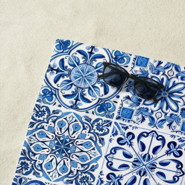 Toalla De Playa Baldosas mediterráneas, portuguesas, azulejo, mall (In situ)