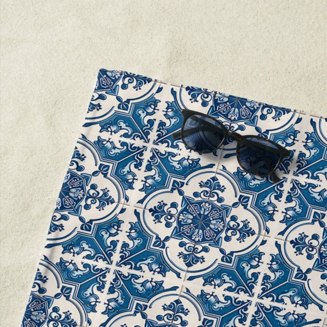 Toalla De Playa Baldosas mediterráneas, portuguesas, azulejo, mall (In situ)