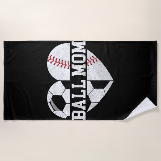 Toalla De Playa Ball Mom Shirt Heart Graciosa Béisbol