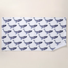 Toalla De Playa Ballena azul acuarela