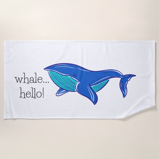 Toalla De Playa Ballena Azul Hola Preppy (Anverso)