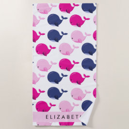 Toalla De Playa Ballenas, Patrón De Ballenas, Tu Nombre