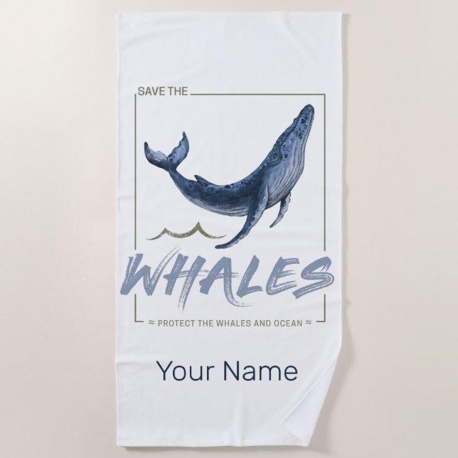 Toalla De Playa Ballenas y acuarelas oceánicas Cetacean (Anverso)