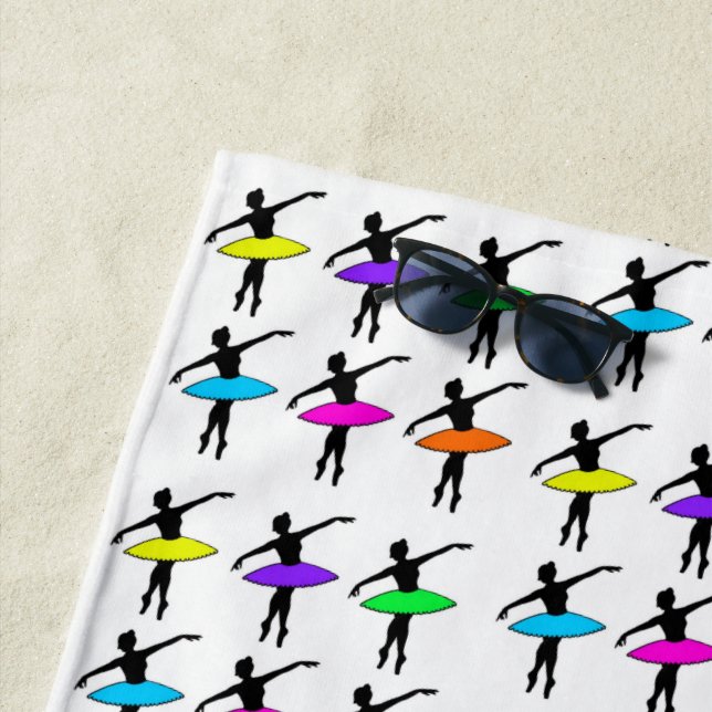 Toalla De Playa Ballerina Neon Tutus Silhouette Ballet Dancers (In situ)