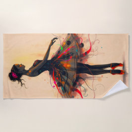 Toalla De Playa Ballerina Tanzt in Farbexplosion