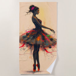 Toalla De Playa Ballerina Tanzt in Farbexplosion