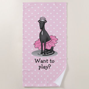 Toalla De Playa Ballet Ballerina Princess Greyhound Dog (negro)