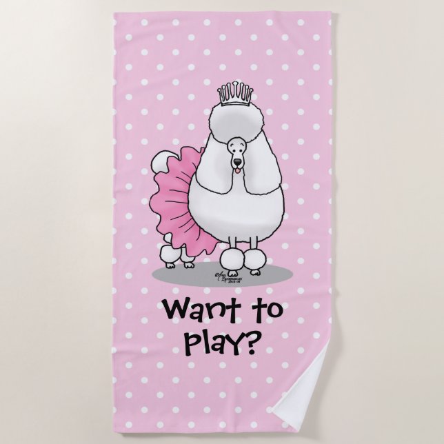 Toalla De Playa Ballet divertido Ballerina Princesa Poodle Perro ( (Anverso)