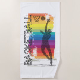 Toalla De Playa Baloncesto Grunge Arcoiris Ilustracion Blanco