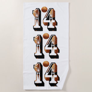 Toalla De Playa Baloncesto Número 14 Hecho De Baloncesto,