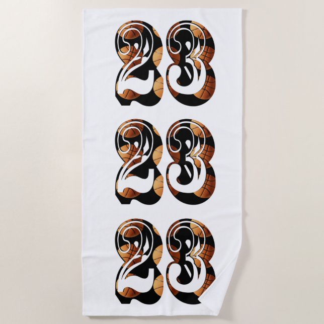 Toalla De Playa Baloncesto Número 23 Hecho De Baloncesto, (Anverso)