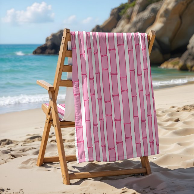 Toalla De Playa Bambooey Raya de Bambú en Rosa (Subido por el creador)