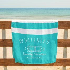 Toalla De Playa Banda de cola de ballena náutica Aqua Blue Monogra