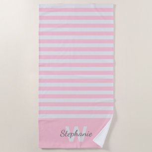 Toalla De Playa Banda de toldo rosa con personalización