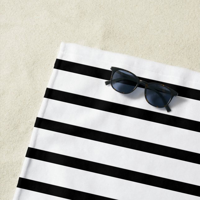 Toalla De Playa Banda Negra Y Blanca (In situ)