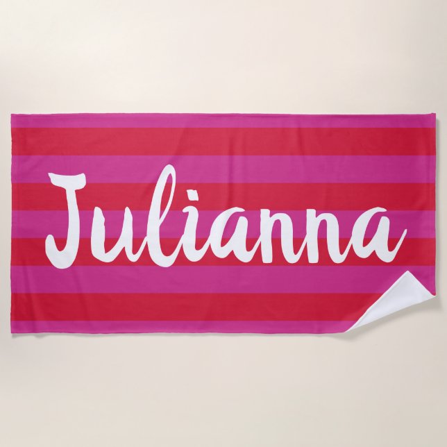 Toalla De Playa Bandas anchas rojas redondas y brillantes Personal (Anverso)