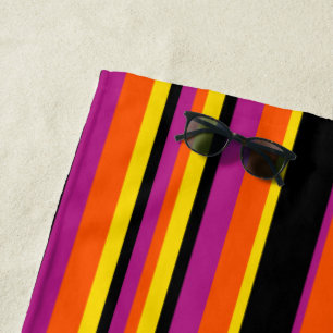 Toalla De Playa Bandas complejas: negro, rosa, Naranja y amarillo
