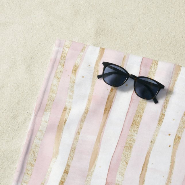 Toalla De Playa Bandas de oro blanco rosado (In situ)