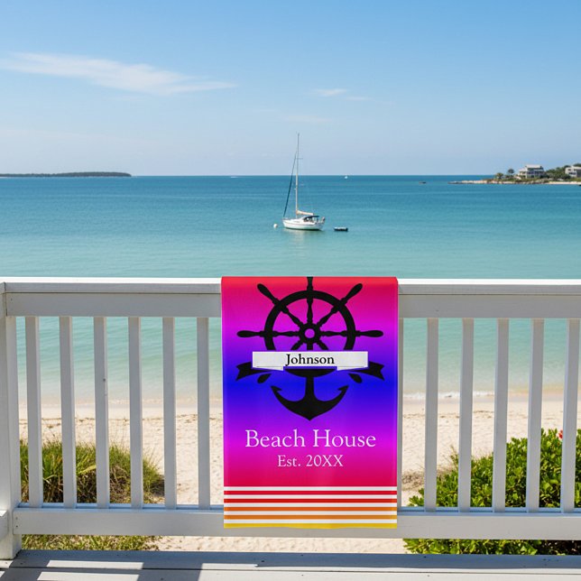 Toalla De Playa Bandas de rayas blancas y ancla personalizado (Subido por el creador)