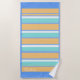 Toalla De Playa Bandas horizontales y borde azul/dorado ID404 (Anverso)