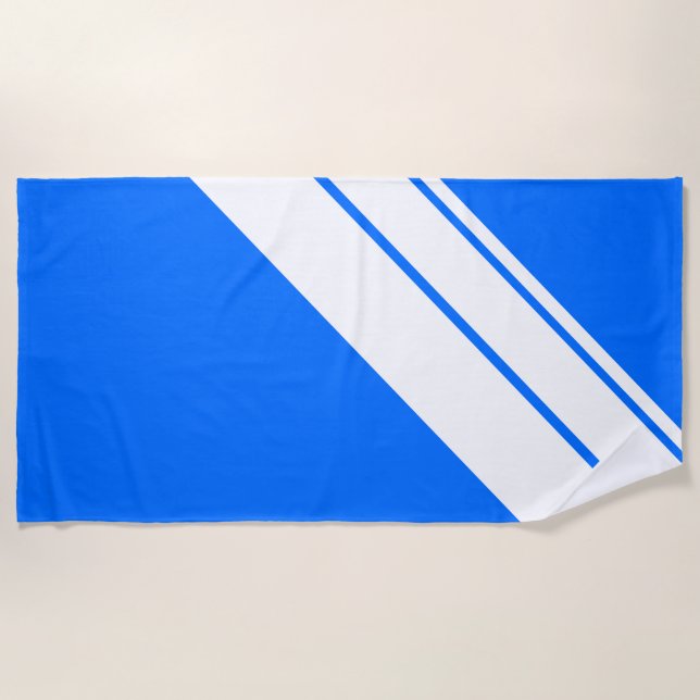Toalla De Playa Bandas náuticas náuticas de diagonal azul en Carre (Anverso)