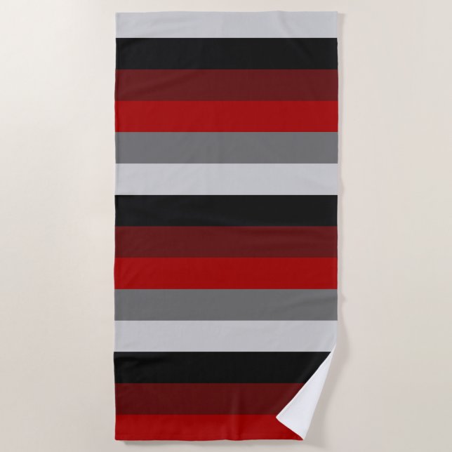 Toalla De Playa Bandas negras y rojas (Anverso)