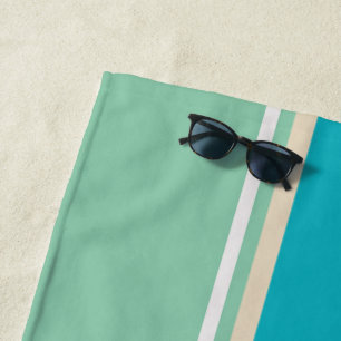 Toalla De Playa Bandas verde azuladas azul, verde y turquesa T