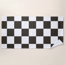 Toalla De Playa Bandera a Cuadros (Negro y Blanco) (Patrón de Cuad