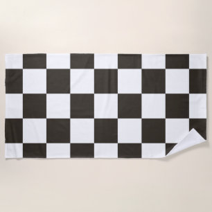 Toalla De Playa Bandera a Cuadros (Negro y Blanco) (Patrón de Cuad
