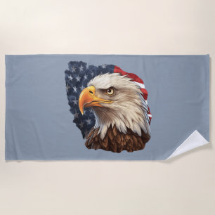 Toalla De Playa Bandera americana águila calva