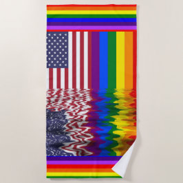 Toalla De Playa Bandera Arcoiris Americana Bandera LGBT Apoyar toa
