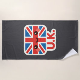 Toalla De Playa Bandera británica Kawaii - Diseño británico bonito