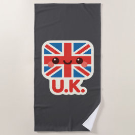Toalla De Playa Bandera británica Kawaii - Diseño británico bonito