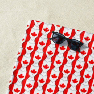Toalla De Playa Bandera canadiense colorea corazones de hojas de a