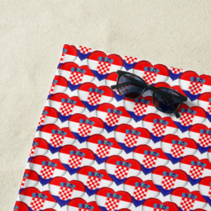 Toalla De Playa Bandera croata colorea corazones patrióticos