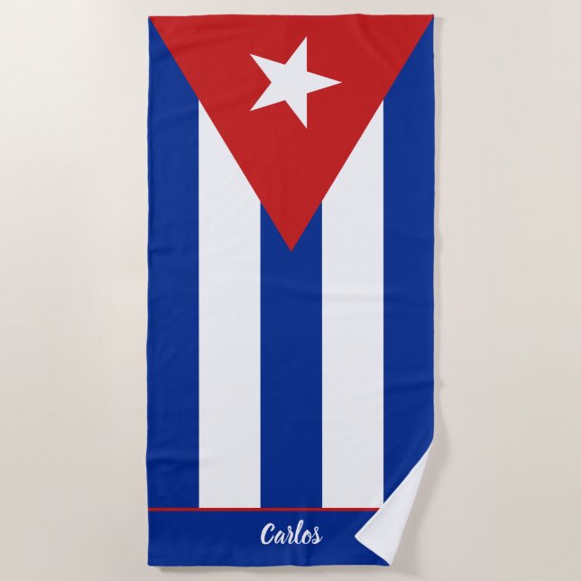 Toalla De Playa Bandera Cubana (Anverso)