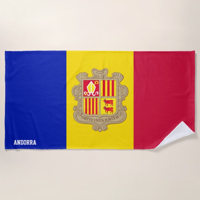 Toalla De Playa Bandera de Andorra Splendid Patriotic (Anverso)