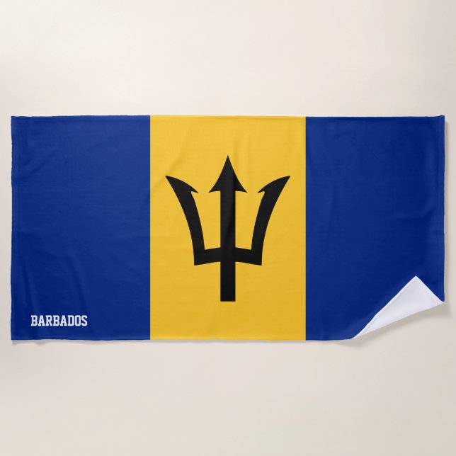 Toalla De Playa Bandera de Barbados espléndida patriótica (Anverso)