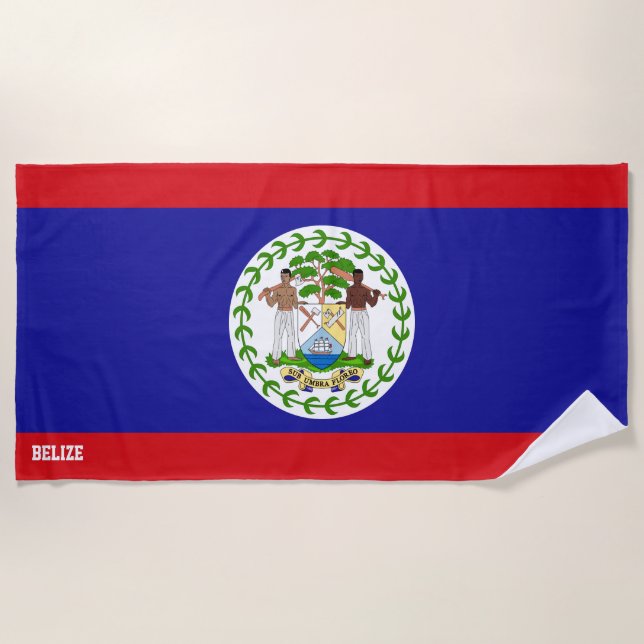 Toalla De Playa Bandera de Belice espléndida patriótica (Anverso)
