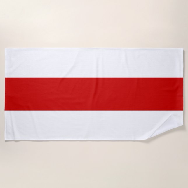 Toalla De Playa Bandera de Bielorrusia (rojo y blanco) (Anverso)
