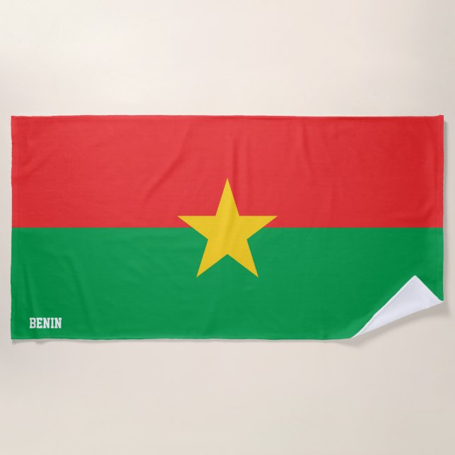 Toalla De Playa Bandera de Burkina Faso espléndida patriótica (Anverso)