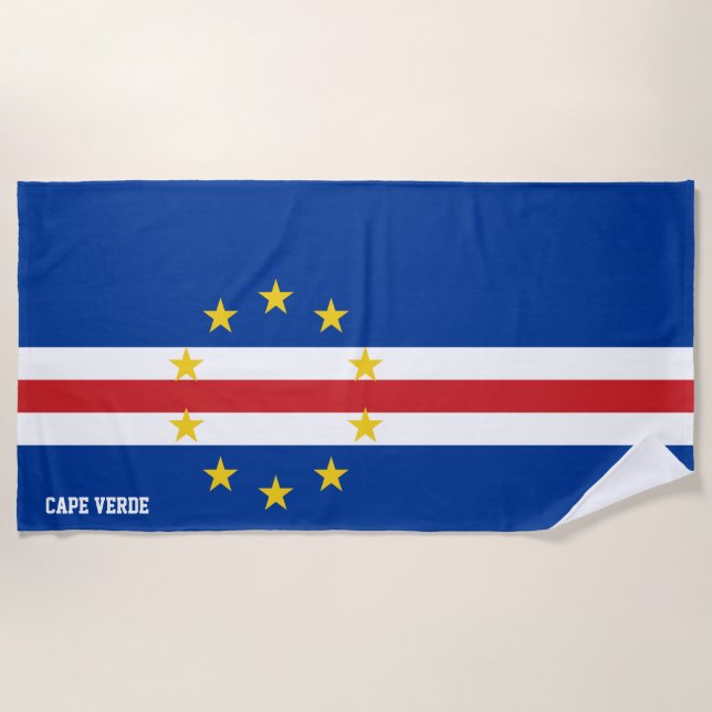 Toalla De Playa Bandera de Cabo Verde espléndida patriótica (Anverso)